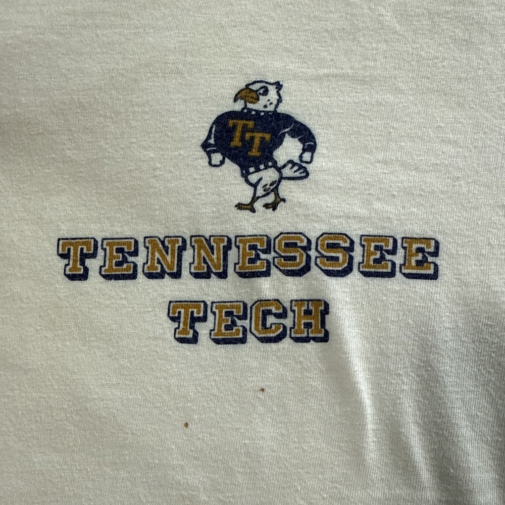 Vintage 70s 80s Blue Bar Champion Tennessee Tech TTU Ringer T Shirt XL USA - Picture 9 of 16